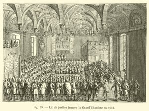 Rechtbank gehouden in de Grote Kamer in 1643 door French School