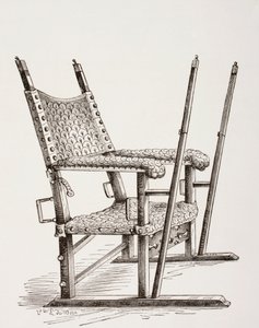 Draagstoel gebruikt door Carlos I van Spanje, uit Les Arts au Moyen Age, gepubliceerd 1873 door French School