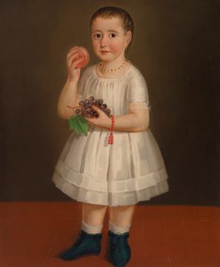 Klein meisje met fruit door French School