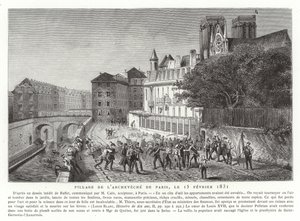 Plundering van het paleis van de aartsbisschop van Parijs, 15 februari 1831 door French School