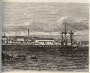 Lorient - Morbihan in de regio Bretagne - gravure in "La France illustree: geografie, geschiedenis, administratieve statistiek" door V.A. Malt-Brown. 1884 door French School