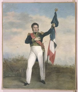 Lodewijk Filips (1773-1850) met de driekleurige vlag op de barricades tijdens de Revolutie van 1830 door French School