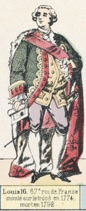 Lodewijk XVI, 67e koning van Frankrijk, besteeg de troon in 1774, stierf in 1792