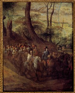 Lodewijk II van Bourbon, Prins van Condé (Grand Condé) (1621-1686) of Hertog van Enghien, belegert een stad. door French School