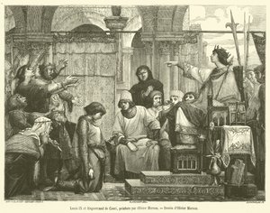 Louis IX en Enguerrand de Couci (gravure)