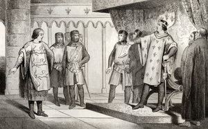 Lodewijk VIII de Leeuw ontvangt een gezant van zijn vijand Hendrik III van Engeland, uit 