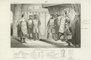 Lodewijk VIII van Frankrijk ontvangt een gezant van zijn vijand, Hendrik III van Engeland door French School