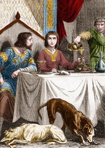 Lodewijk VII de Jonge of de Vrome met zijn vrouw Alienor van Aquitanië door French School