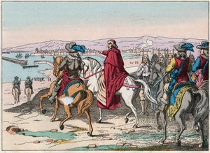 Lodewijk XIII (1601-1643) en Kardinaal Richelieu bij het beleg van La Rochelle, plaats d