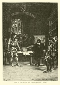 Lodewijk XI en Karel de Stoute in Peronne door French School