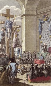 Lodewijk XVI (1754-93) tijdens zijn proces, gekruisigd tussen de adel en de geestelijkheid door French School