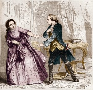 Lodewijk XV koning van Frankrijk (1710-1774) met de gravin (mevrouw) van Ventimiglia (1712-1741), zijn minnares. In 