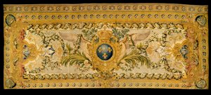 Lodewijk XV meubilair: tapijt van de tribune van de koninklijke kapel van Versailles. Gemaakt door de fabriek van Chaillot. 1759 Versailles, museum van het kasteel