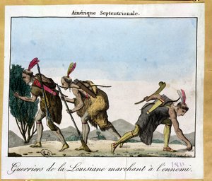 Louisiana-indianen volgen hun vijand, c.1811 door French School