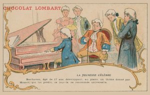 Ludwig van Beethoven spelend op de piano op 17-jarige leeftijd door French School