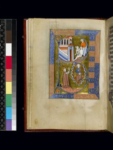 MS 300 f.XIII, folio uit het Psalter en de Getijden van Isabella van Frankrijk, Parijs, ca. 1265-70 (pen en inkt en tempera op perkament)