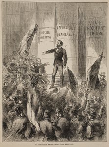 M. Gambetta roept de Republiek uit, september 1870, illustratie uit Cassells Geschiedenis van de Oorlog tussen Frankrijk en Duitsland, 1870-1871