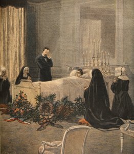 Mevrouw Carnot op haar sterfbed, illustratie uit Le Petit Journal: Supplement illustre, 16 oktober 1898 door French School