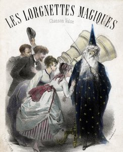 Magische lorgnetten, lied voor populaire wals. Lithografie door French School