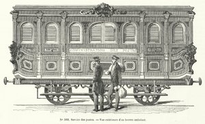 Postkoets op de Franse spoorwegen (gravure) door French School