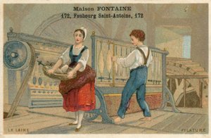 Maison Fontaine handelskaart, wol spinnen door French School