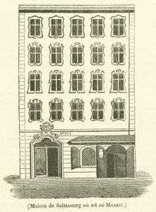 Huis van Salzburg waar Mozart is geboren (gravure) door French School