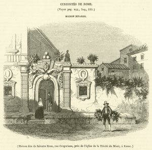 Huis genaamd van Salvator Rosa, rue Gregoriana, nabij de kerk van de Triniteit van de Berg, in Rome door French School
