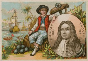 Man in Brazilië met portret van Duguay-Trouin door French School