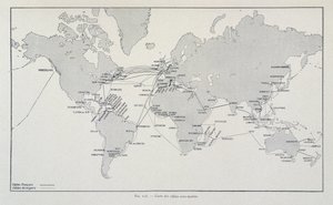Kaart van onderzeese kabels wereldwijd - in 