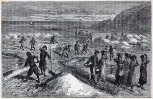 Zoutpannen van Bretagne in de 19e eeuw - Gravure in 