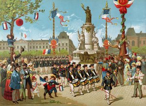 Mars van schoolbataljons op 14 juli 1883 op de Place de la République door French School
