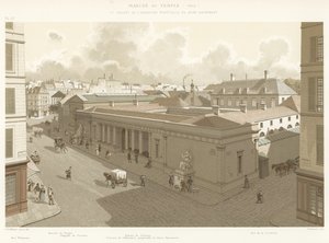 Markt van de Tempel, 1840, en Klooster van de Eeuwigdurende Aanbidding van het Heilig Sacrament door French School