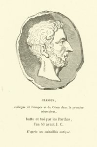 Marcus Licinius Crassus, collega van Pompeius de Grote en Julius Caesar in het Eerste Triumviraat, gedood in gevecht met de Parthen in 53 v.Chr. door French School