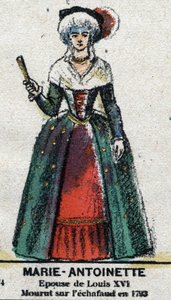 Marie Antoinette (1755-1793), Koningin van Frankrijk. In "Galerie van Koningen en Koninginnen van Frankrijk en illustere personages van 1643 tot 1895" Epinal afbeelding. door French School