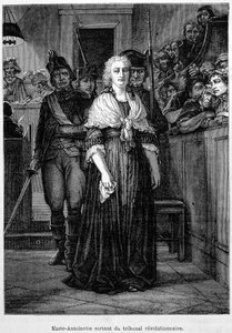 Marie Antoinette verlaat het revolutionaire tribunaal - gravure - in 