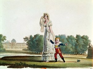 Marie Louise en de koning van Rome voor het Tuilerieënpaleis door French School