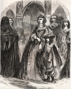 Marie de Medicis (1573-1642), koningin van Frankrijk en regentes van het koninkrijk met haar zoon Lodewijk XIII op weg naar Notre-Dame de Paris - in 