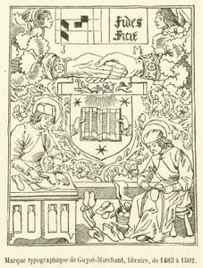 Typografisch merk van Guyot-Marchant, boekhandelaar, van 1483 tot 1502 door French School