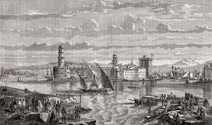 Marseille in de 18e eeuw, gegraveerd door Pibaraud naar Le Breton, uit 