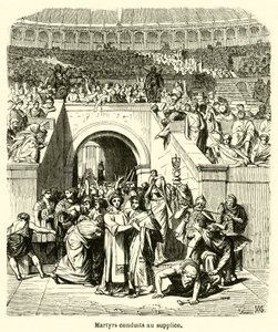Martelaren naar de executie geleid (gravure) door French School