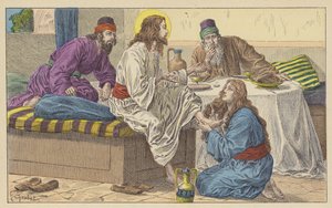 Maria Magdalena aan de voeten van Jezus door French School