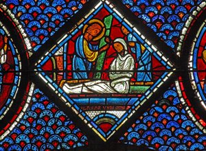 Het Maria Magdalena-raam: Lazarus - zijn opstanding door French School