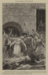 Vrijmetselaarsmoorden (gravure) door French School
