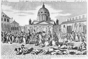 Bloedbad van de vrouwen in het Hopital La Salpetriere, 3 september 1792 door French School