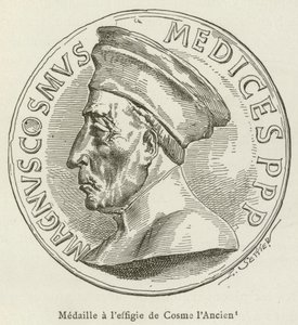 Medaille met het portret van Cosimo de Oude door French School