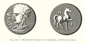 Bronzen medaille van Vergasillaun, chef van de Arverni door French School