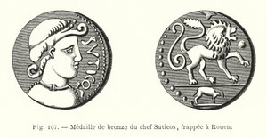 Bronzen medaille van chef Suticos, geslagen in Rouen