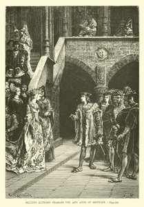 Ontmoeting tussen Karel VIII en Anne van Bretagne door French School