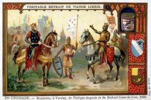 Ontmoeting in Vézelay van Philippe Auguste en Richard Leeuwenhart door French School