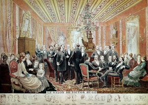 Bijeenkomst in de Salon Littéraire de la Maison Hugo, Parijs, ca.1875 door French School
